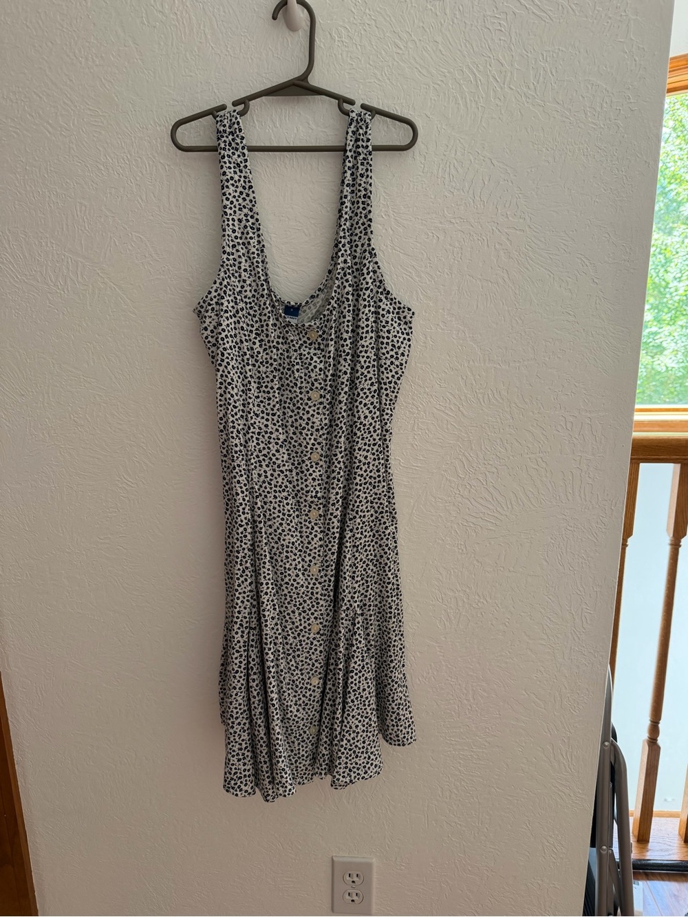 Old Navy Black and White Dotted Button-Front Mini Dress